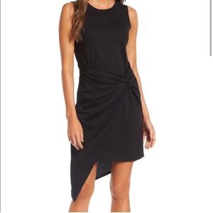 Chelsea28 Twist Front Dress Nordstrom black asymmetrical midi